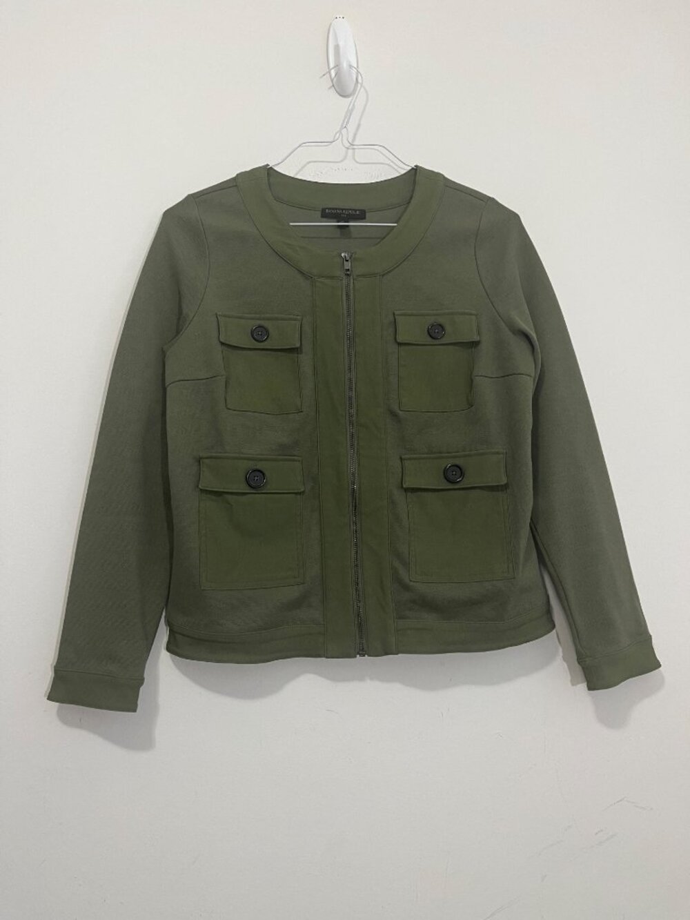 Banana Republic Olive Green Utility Military Jacket M 4-Pocket Full Zip Casual